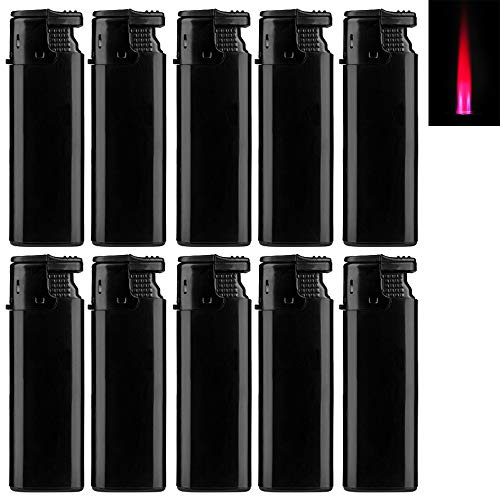 Turbo Sturmfeuerzeug Black ZS 1-10, ROTE Flamme Gas Jet Flame Lighter (10x Schwarz (10 Feuerzeuge))