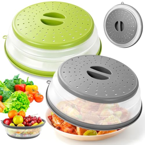 Nuyoah Mikrowellen Abdeckung Faltbare abdeckhaube mikrowelle deckel haube | Mikrowellenhaube Mikrowellenabdeckung Microwave Cover Mikrowellenabdeckhaube Mikrowellendeckel 26.5cm 2Stk für Obst Gemüse