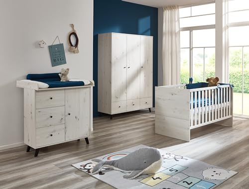 Arthur Berndt Babymöbel-Set Lavea 3.teilig Kleiderschrank Wickelkommode Bett