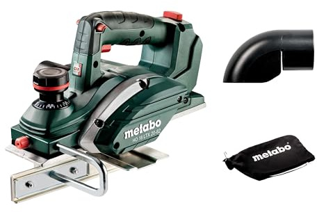 metabo HO 18 LTX 20-82 Akku-Hobel, 18 V Handhobel für Holz, 82 mm Breite | CAS-System, 0-2 mm Hobeltiefe, zum Falzen und Anfasen, inkl. Parallelanschlag, ohne Akku und Ladegerät, 3.5 kg
