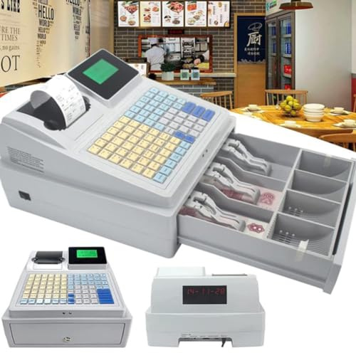 ZJGFCB Elektronische Registrierkasse, 81 Schlüsselregale bis für Kleinunternehmen, 8 Digitale LED -gewerbliche Registrierkasse mit Schublade, für Kleinunternehmen/Einzelhandel/Restaurant