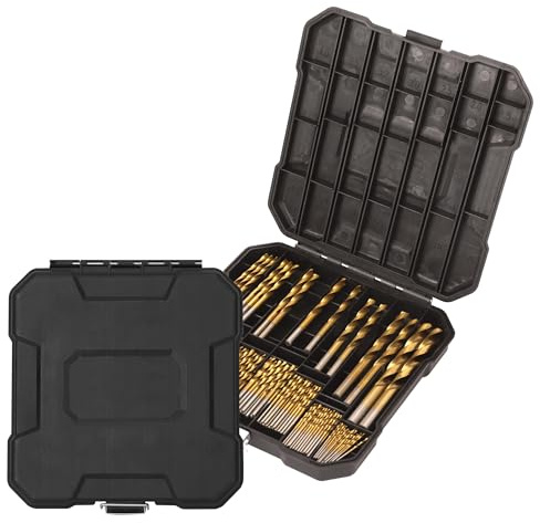 Metrisches 99-teiliges Titan-Spiralbohrer-Set, HSS Schnellarbeitsstahl mit 135° Spitze, 1,5 mm bis 10 mm, Spiralbohrer für Holz, Grauguss & Aluminiumlegierung, inkl. Aufbewahrungsbox
