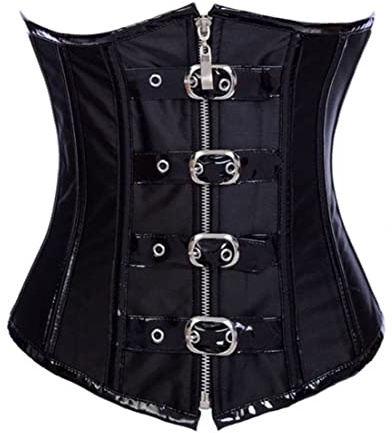 KUOSE Damen Kunstleder Unterbrust Taillen Corsage Korsett Steampunk Dessous