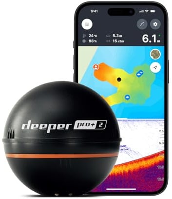 Deeper Smart Sonar Pro+ 2 Fischfinder Echolot – mit Tiefenmesser und GPS-Sender | Angeln im Kajak, Boot oder beim Eisangeln | mit kostenloser App