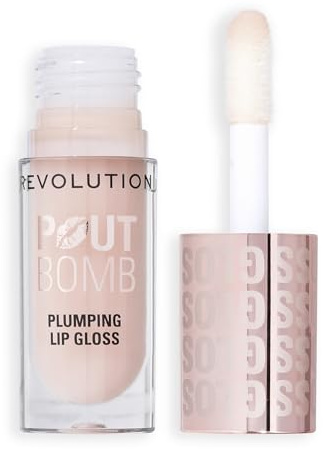 Revolution Pout Bomb Plumping Lip Gloss, Sheer Milky Nude | Aufbaubar, Hoher Glanz für Feuchtigkeitsspendendes, Volumengebendes Finish, Vegan & Tierversuchsfrei, 4,5ml