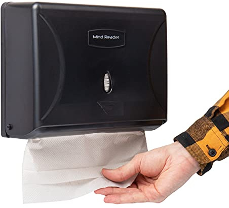 Mind Reader Dispensador de Toallas de Papel multipliegue, Soporte para Toallas de Papel, baño, Montaje en Pared, Color Negro