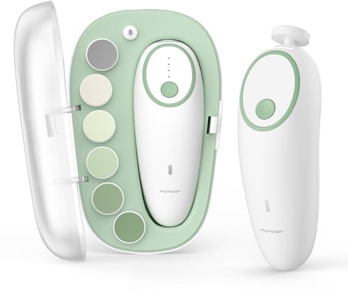 Momcozy Baby Nagelfeile Elektrisch, Sanfter Baby Nageltrimmer Elektrisch Wiederaufladbar, Baby Nagelknipser Elektrisch, 7 Schleifkopf Ersatzpads
