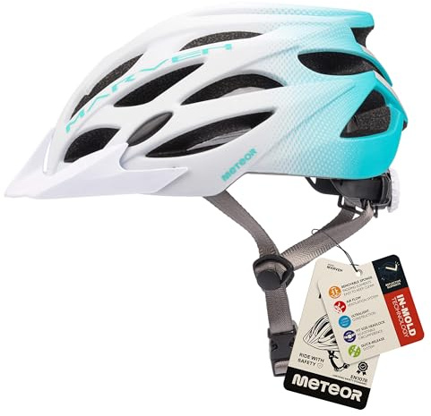 Meteor - Marven Cycle Helmet – Lightweight Adjustable Helmet for Men, Women, Kids – MTB, Bike, Scooter, Skateboard & Hoverboard – Breathable with Detachable Visor - Size