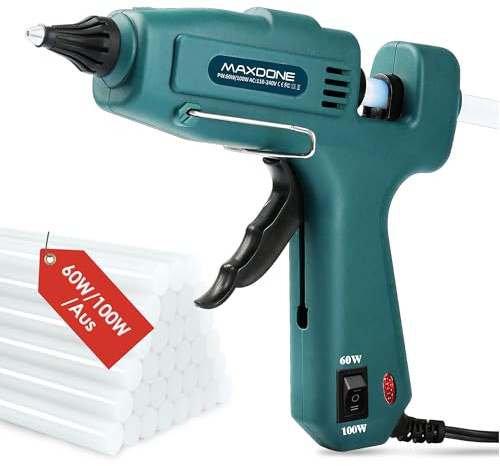 MAXDONE Heißklebepistole 60W/100W/Aus Feuerfest mit 11mm | Durchmesser Heißklebesticks, Temperatur Verstellbares Heissklebepistole für DIY Handwerk Reparaturen (Nicht Klein)