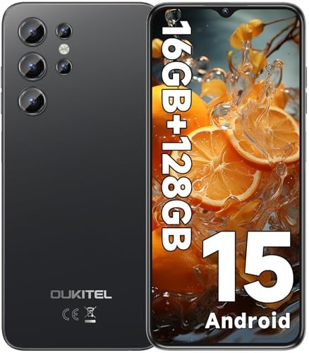 OUKITEL C1 Android 15 Smartphone Ohne Vertrag, 16GB+128GB /1TB Handy Günstig, 6.52 HD+ Handy Ohne Vertrag,5150mAh Simlockfreie Handys, 13MP+5MP, Dual 4G SIM 3 Steckplatz/Fingerabdruck/OTG/3.5mm Jack
