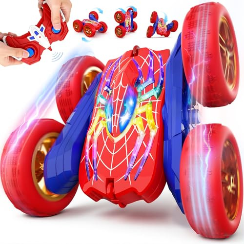 Ferngesteuertes Auto ab 3-12 Jahre, 2.4Ghz 4WD RC Stunt Auto Monstertruck 360° Flip, 5 LED Lichtmodi, Kinder Spiele Outdoor Spielzeug Jungen Geburtstag Weihnachts Geschenke für 3 4 5 6 7 8 9 10 Jungen