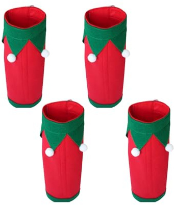 Folpus 4 Teiliges Set Weihnachts Pferdebeinbandagen, Beinschutz, Zubehör für Pferde, Rot