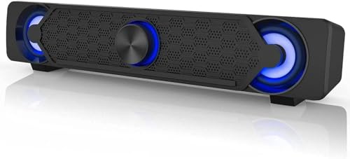 Smalody Computer-Soundbar, PC-Lautsprecher, USB-Soundbar, Gaming mit | Coole LED-Leuchten, Multimedia USB-Soundbar, perfekt für PC-Spiele, Desktop und Laptop