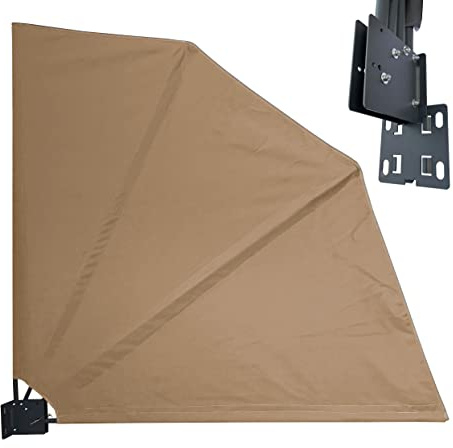 QUICK STAR Balkonfächer 115 x 115 cm Beige, Easy Mount Wandplatte, Balkon Sichtschutz Fächer Blickdicht, Windschutz Trennwand Wetterfest