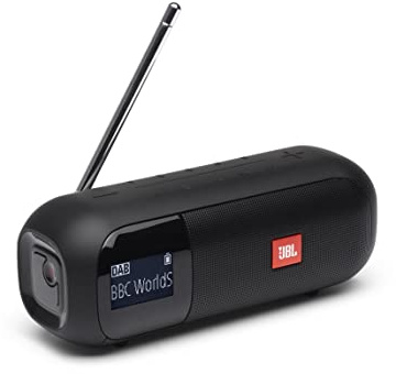 JBL Tuner 2 Radiorekorder in Schwarz – Tragbarer Bluetooth Lautsprecher mit MP3, DAB+ und UKW Radio – Kabelloser Musikgenuss von bis zu 12 Stunden