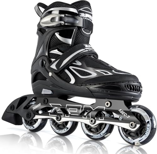 2PM SPORTS Verstellbar Inliner für Kinder Mädchen Jungen, Inline Skates Rollschuhe für Damen Herren Größe 30-33 34-37 38-41 42-44 (Grey M)