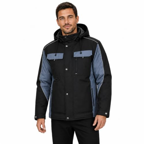 BWOLF Braver Arbeitsjacke Herren Winter Herren Winter Winddichte Winterjacke Arbeitsjacke Warme mit Kapuze Outdoor Jacken für Männer