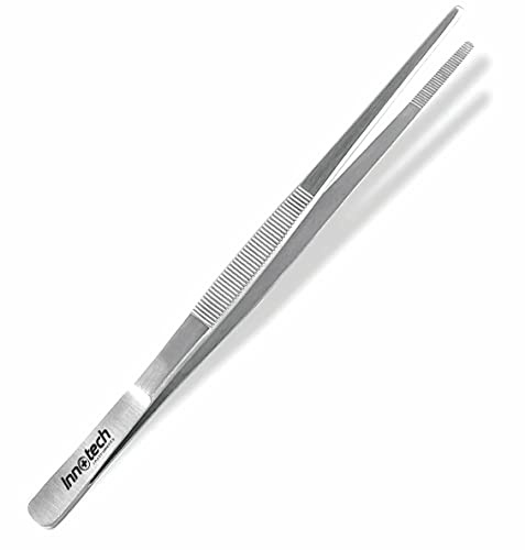 Innotech Instrumente Grillpinzette für grill, Kochpinzette für fine gastronomie küche, Anrichten pinzette, Küchenpinzette als zangen candybar, Pinzette Edelstahl Gerade (30 CM)