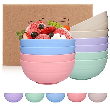 Sevitini Schüssel Set, 10 Bowls aus PP, Müslischale Bowl, Schüssel, bruchfest, leicht, modern, Suppenschale, ideal für kinder und erwachsene,für pasta, müsli, salat, mikrowellen