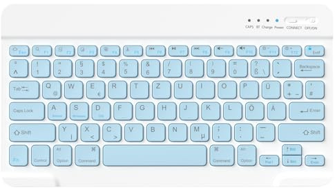 HZD Bluetooth Tastatur, Bluetooth Keyboard, German Layout QWERTZ Lightweight Portable Wireless Keyboard for iPhone, iPad, Samsung, Lenovo, Huawei, Kompatibel Windows, Android, IOS