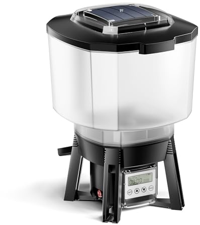 SunSun CFF-206 solarbetriebener Fischfutter Automat, programmierbarer Futterspender mit 6 Liter Behälter für 1 bis 6 Fütterungen pro Tag