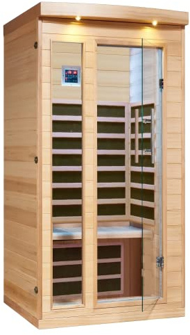 CANADIAN SPA CO. Chilliwack Infrarotkabine 1 Person, 102 x 97 x 191 cm, Infrarotsauna mit Bluetooth-Audio und LED-Beleuchtung, Sauna für Zuhause
