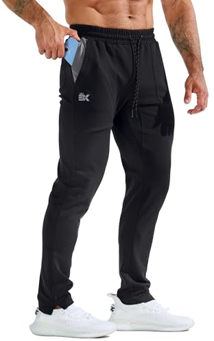 BROKIG Fitness Sporthose Herren Lang Slim Fit Trainingshose | Jogginghose Herren mit Patchtasche, Gym Hose Herren Baumwolle, Men's Long Training Pants, Laufhose Herren Lang