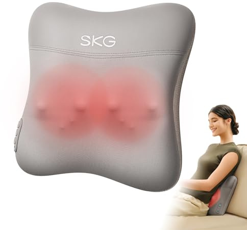 SKG Nacken- und Rückenmassagegerät mit Wärme, Shiatsu Massagekissen, VS500 | Tragbares Massagekissen Tiefengewebe-Massage mit Vibrationsmassage für Zuhause & Büro, Geschenk für Männer Frauen