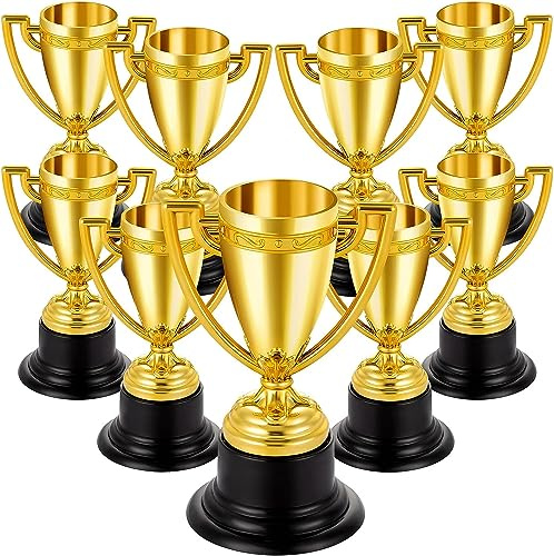 Mini-Trophäen im Großpack für Kinder, Premium leichte Kunststoff-Gold-Trophäen, perfekte goldene Auszeichnungs-Trophäen für Sport-Turnier-Gewinn-Preise, Klassenzimmer-Schul-Belohnungen und