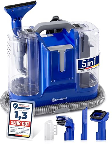 SOMMERTAL MultiCleaner WS450 5in1 Gerät für Teppiche, Treppen, Polster, Sofa, Auto, Tiere, Flecken, Leistungsstarker 450w Motor, Waschsauger, mit Zubehör, Selbstreinigung