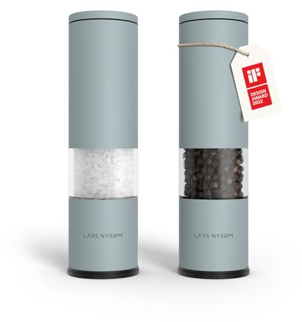 LARS NYSØM Salz und Pfeffermühle Set - Manuell - Pfeffermühle - 2 Stück | Salzmühle und Pfeffermühle - Präzises Keramikmahlwerk - Robustes Edelstahlgehäuse - Ideal für Salz, Pfeffer und Gewürze