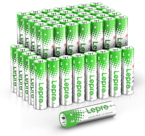 Lepro AA Batterien, 48 Stück, Alkaline Batterie AA mit 1.5V - Langlebig, Leistungsstark & Auslaufsicher, Ideal für Fernbedienungen, Spielzeug, Uhren, Taschenlampe UVM