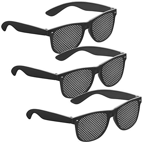 PEARL Entspannungsbrille: 3er-Set Lochbrillen zur Augen-Gymnastik und -Entspannung, schwarz (Rasterbrillen, Augen Entspannungsbrille, Lesebrille)