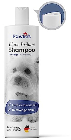 Pawlie's Hundeshampoo Weißes Fell - Aufhellende Fellpflege | Bei Tränenflecken, Vergilbungen & Schmutz | Hundeshampoo Malteser Hund Zubehör, Pudel Shampoo, Shih Tzu, Havaneser Shampoo, Pomeranian