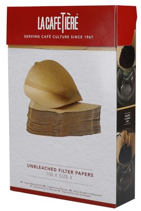 La Cafetiere Ungebleichte Filtertüten, Kaffeefilter für Kaffeemaschinen der Größe 4, 100 Stück