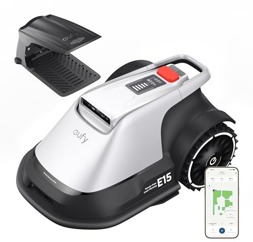 eufy E15 Mähroboter ohne Begrenzungskabel, Keine Signalausfälle, Kein RTK, TrueVision Technologie, Smart-Navigation, Garten bis 800m², Präzisionsrandschnitt, Hindernisvermeidung, App-Steuerung