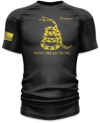 Iron Jiu Jitsu Don't Tread on Me Rashguard für Herren – BJJ No Gi Rashguard, Schwarz, L