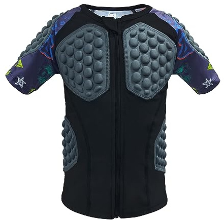 Topeter Kinder Brustschutz Shirt Jungen Fußballshirts mit Pads Jugend Schutzausrüstung für Rollschuhlaufen, Skifahren, Snowboarden, Balanceauto (Lila YL)