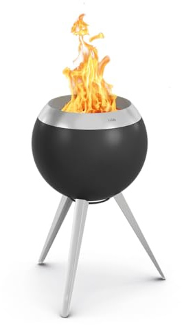 höfats - Moon 45 rauchfreie Feuerschale mit hohem Fuß aus Edelstahl - emaillierter raucharmer Feuerkorb mit Holzvergaser-Technologie, zweistufigen Verbrennungsprozess - Feuerstelle mit ⌀ 45 cm