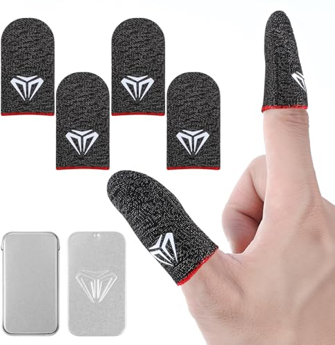 Sibba 4 Stk Gaming Finger Sleeves Touchscreen Fingerhülse Silber Fasern Spiel Mobile Gaming Daumenhülle Thumb Sleeve Finger Handschuhe Seidig Anti-Sweat Atmungsaktiver Daumenhülsen Fingerabdeckung Rot