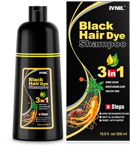 Black Hair Dye Shampoo Haarfarbe Schwarz haarfärbeshampoo 3in1 für Männer und Frauen, Haarfarbe Shampoo Gegen Graue Haare Hair Color Shampoo