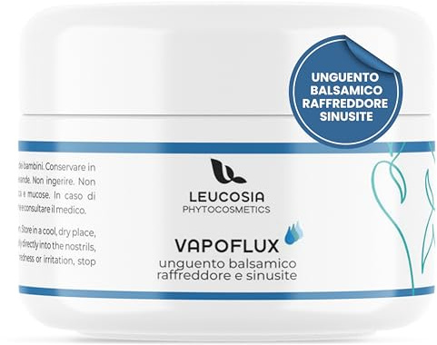 VapoFlux, 50 ml, Natürliches Erkältungsbalsam Mit Ätherischen Ölen, Eukalyptus, Pfefferminze, Beruhigende Erkältungssalbe Für Nase Und Brust, Atmungsfördernd Und Schleimlösend