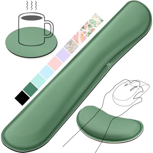 Gimars Handballenauflage Tastatur, Ergonomisches Tastatur mauspad mit gelkissen Memory Foam Handauflage, Handgelenkauflage für Tippen Schmerzlinderung, Komfort für Büro, Gaming, Dunkelgrün