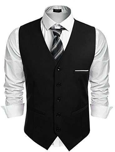 COOFANDY Anzugwesten für Herren Slim fit Herrensweste Baumwolle Elegant Modern Hochzeit Anzug Weste für Herren Schwarz XL