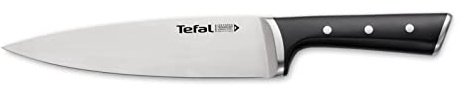 Tefal Ice Force Kochmesser, 20 cm Klinge, Korrosionsschutz, Handschutz, Made in Germany Edelstahl, lang anhaltende Schneidleistung und Schärfe, Edelstahl/Schwarz K23202