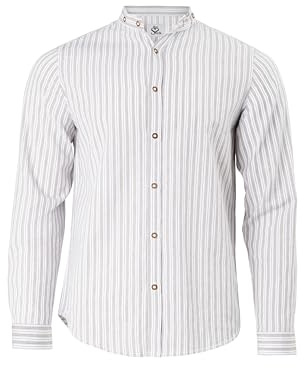HerzSticht Herren Trachtenhemd (Modell: Geigelstein) Weiß Khaki XL