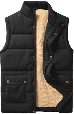 Xnova Herren Fleeceweste Ärmellose Winter gefüttert Stehkragen | Outdoor Jacke Weste Warmes Sherpa-Fleece, Wasserabweisend, Reiß- & Knopfverschluss, Taschen für Arbeit, Jagd, Wandern