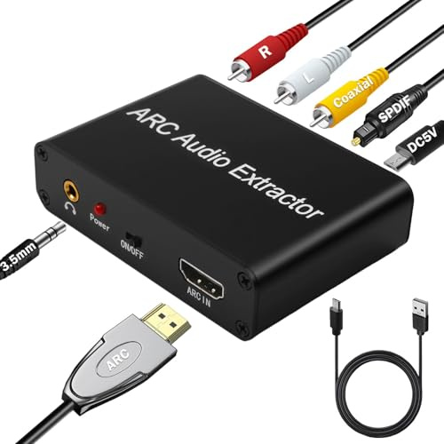 ARC Audio Extraktor für HDTV Verstärker Erstärker Soundbar Heimkino System | 192KHz DAC Wandler mit 3.5mm L/R Stereo Koaxial SPDIF Audio Adapter