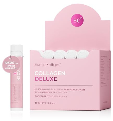 Swedish Collagen Deluxe Shots Meereskollagen 12.500 mg, 30 x 25 ml | 12.500 mg Meereskollagen-Shots mit Hyaluronsäure, Vitaminen & Mineralien für Haare, Haut und Nägel; 30 x 25 ml