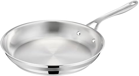 Jamie Oliver by Tefal Cook Smart Bratpfanne 28cm, unbeschichteter Edelstahl, induktionsgeeignet, Thermo-Fusion Boden, recycelbar, genieteter Griff, Edelstahl, E3110655